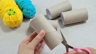 INCREDIBLE!! How to make money with empty tissue rolls and yarn at home - Recycling craft ideas