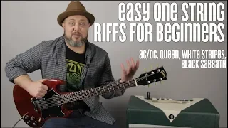 AC/DC, Queen, White Stripes, Super Easy Beginner Guitar Riffs on One string