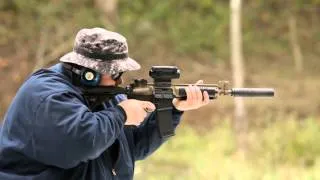 Suppressed 10.5" Full Auto 5.56x45 Colt M-16 AR-15 Machinegun With YHM Suppressor