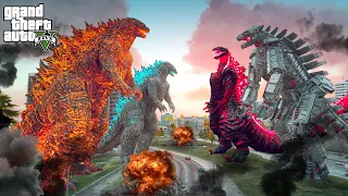 Nuclear Godzilla and Atomic Godzilla vs Mechagodzilla and Shin Godzilla - GTA V Mods