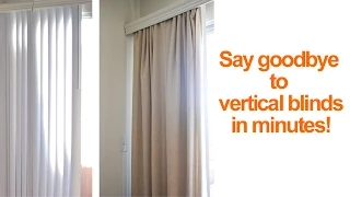 How to hide or replace vertical blinds with curtains in a rental apartment