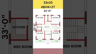 33x33 4 bed room ka makan, 33*33 house plan, 33 by 33 home design #shorts #homeplan #housedesign