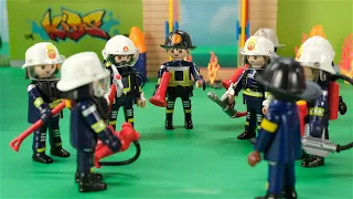 School House Fire - Playmobil Firefighters with Fire Truck and Ambulance
