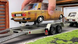 1:18 Car carrier trailer with ramps 1980 - Otto-mobile [Unboxing]