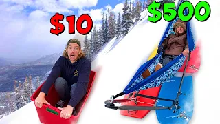 $10 vs $500 Snow Sleds! *BUDGET CHALLENGE*