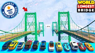 GTA 5: Indian Cars Vs World Longest Sky Bridge Jump Race 😱 Impossible Track🔥 GTA 5 MODS!