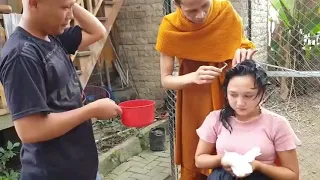 Indonesian nun shaving head 08