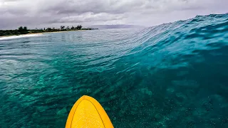 SURFING SHEET GLASS JELLO WAVES | Spring on North Shore | RAW POV