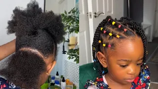 Simple kids hairstyle little black girls natural hair/ type 4 hairstyle