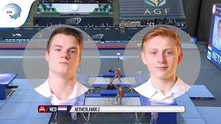 Michael ABRAHAMS & Luuk SWINKELS (NED) - 2018 Trampoline European bronze medallists, junior synchro