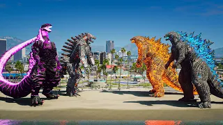 Shin Godzilla, Mechagodzilla vs Nuclear Godzilla, Atomic Godzilla Battle ( GTA V Mods )