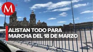 Inician preparativos en el Zócalo para conmemorar el aniversario de la expropiación petrolera