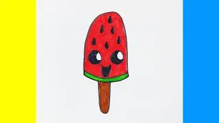 Як намалювати морозиво кавун How to draw watermelon ice cream