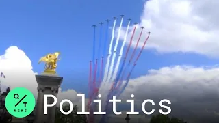 Red Arrows: Johnson, Macron Watch Royal Air Force Conduct Flypast Over London