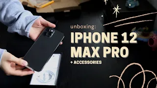 iphone 12 pro max  (graphite 128 gb) unboxing + accessories 🌻 (aesthetic) | ASMR with MUSIC| CANADA