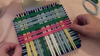 Warping a potholder loom using 3 layers. VIDEO 1 OF 4