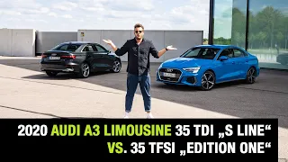 2020 Audi A3 Limousine 35 TDI „S line“ vs. 35 TFSI „edition one“ (150PS) Fahrbericht | Review | Test