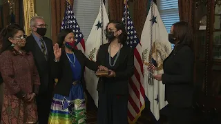 HISTORIC: Kamala Harris swears in Deb Haaland as Secretary of the Interior