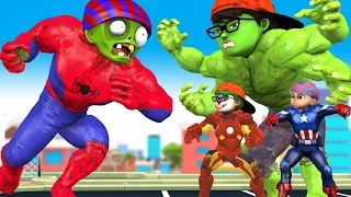 Green Nickhulk vs Giant Zombie Protect City - Scary Teacher 3d Super Hero Animation