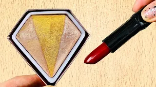 Mixing Highlighter, Lipstick and Glitter into Slime, Satisfying Slime Video.