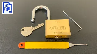 332. Abus 65/50 padlock picked open with homemade hacksaw blade pick