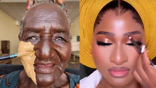 Viral Oldest Woman In Nigeria 😱 Got Transformed Into A Bride 😳💄Makeup & Gele Tutorial 🔥✂️💉