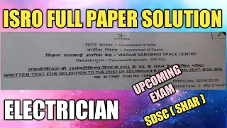 ISRO FULL PAPAER SOLUTIONS ELECTRICIAN 2019