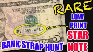 Five Dollar Bill Bank Strap Hunt - Low Run $5 Star Note Score - Fancy Serial Number Hunting $5 Bills
