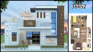 36'-0"x52'-0" North Facing 3D House Plan | Latest Villa Design | Gopal Architecture