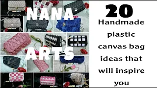 20 Handmade plastic canvas bag ideas that will inspire you-NANA ARTS 20 فكرة شنط بلاستيك كنفا ستبهرك