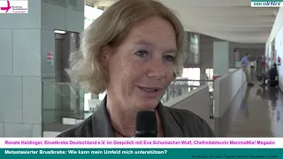 ESMO 2019: "Metastasierter Brustkrebs - Wie kann mein Umfeld mich unterstützen?" Eva Schumacher-Wulf