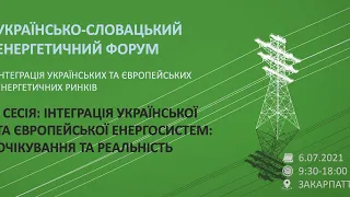 Форум. Сесія 1. Інтеграція української та європейської енергосистем: очікування та реальність.