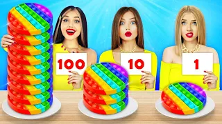 100 LAYERS FOOD CHALLENGE || Funny Food Wars For 24 Hours by RATATA  COOL