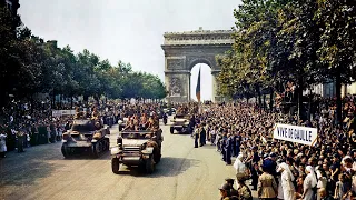 American Troops Liberate Paris - WW2 Film From 1944 (HD and Color)