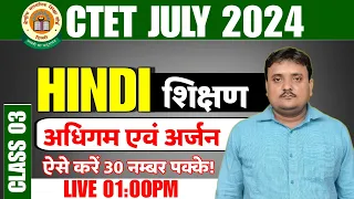 CTET July 2024 Hindi | Hindi Pedagogy (भाषा अर्जन एवं अधिगम) Ctet Hindi Class | Ctet Hindi Classes