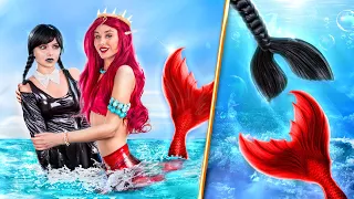 Merlina Addams fue Adoptada por Una Sirena! Cómo Convertirse en Una Sirena!