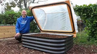 How to Build a HINGED HOOPHOUSE for a Steel Raised Bed Garden