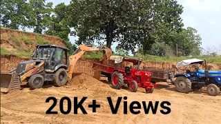 Jcb 3dx Loading Mud in Tractors | Mahindra 275 Di | Sonalika Di | Powertrac 434 plus