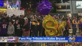 Fans Pay Tribute To Kobe Bryant Outside Staples Center