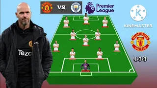 Manchester United vs Manchester City ~ Man United 4-3-3 Formations with Shaw & Mctominay