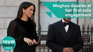 Meghan dazzles at her first solo engagement at the Royal Academy of Arts