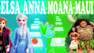 Frozen Elsa And Anna Vs Moana And Maui - Tiles Hop EDM Rush!