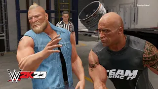 WWE 2K23 - Brock Lesnar Vs The Rock BACKSTAGE BRAWL (PS5)