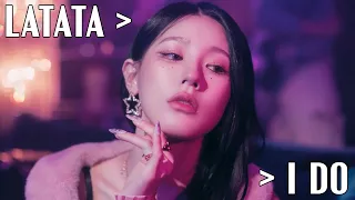 (G)I-DLE MVs, but every time they say the title the song changes