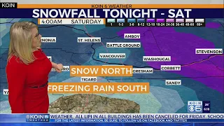 Weather Forecast: Snow north, freezing rain south for region