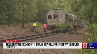 Metro-North train strikes tree on tracks in Milford