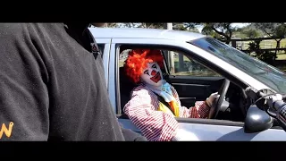 Ronald McDonald's Pizza Delivery Car Chase