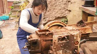 💡The genius girl repairs the diesel engine perfectly, a whole transformation | Linguoer