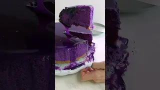 Watch this Ube cheesecake turn purple 🍰🍠 #food #cheesecake #ube #shorts