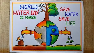 How to draw Save Environment Poster Drawing| World Water Day poster drawing| Save Earth drawing easy